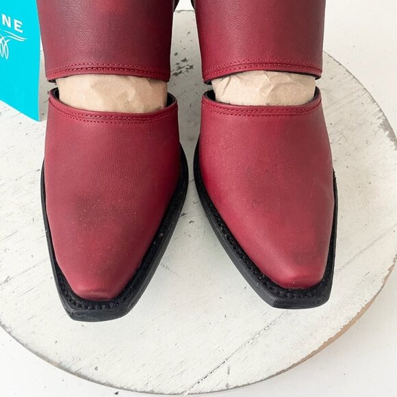 Lane PLAIN JANE Red Slingback Mule Womens Cowboy Boots 7.5 Western Cowgirl Ankle - Picture 7 of 12